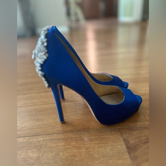 8.5 Badgley Mischeka Designer Blue Sparkle Heels - Picture 1 of 6